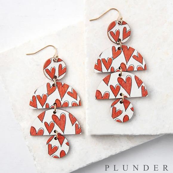 New Plunder "Mo Sweet" Reversible Wooden Earrings (3") - Picture 1 of 6